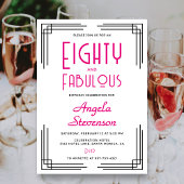 Eighty and Fabulous Pink Art Deco 80th Birthday 招待状