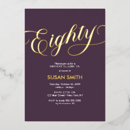 Eighty Birthday Elegant Invitation Foil Invitation 箔招待状
