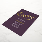 Eighty Birthday Elegant Invitation Foil Invitation 箔招待状 (回転した状態)