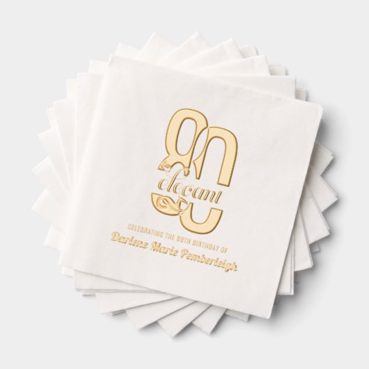 Eighty & Elegant 80th Birthday Gold 箔ナプキン (インサイチュ (積み重ね))