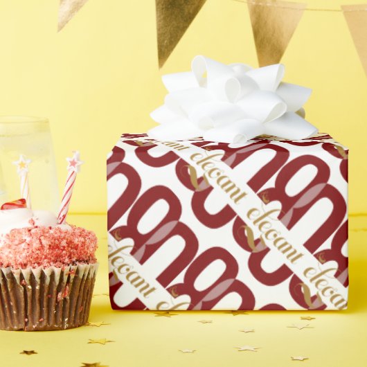 Eighty & Elegant 80th Birthday Ruby Red Gift ラッピングペーパー (誕生日パーティー)