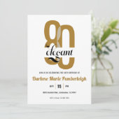 Eighty & Elegant Gold Black Floral 80th Birthday 招待状 (スタンド正面)