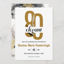 Eighty & Elegant Gold Black Floral 80th Birthday
