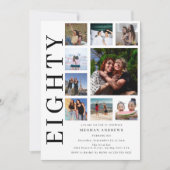 Eighty Photo Collage 80th Birthday Party 招待状 (正面)