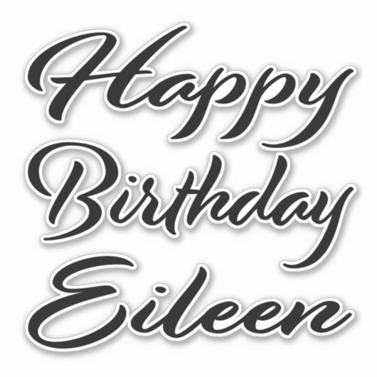 Eileen Name Vorname black Sticker Geburtstag シール (正面)