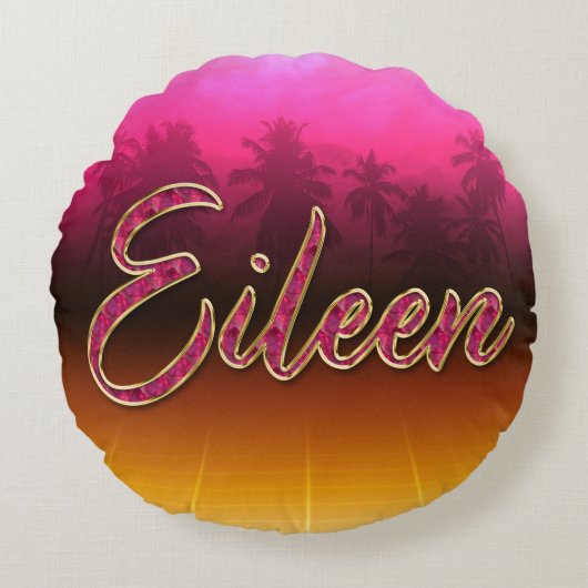 Eileen Vorname Name golden pink Kissen ラウンドクッション (正面)