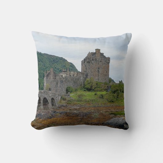 Eilian Donan Castle, Loch Duich – スコットランド，英国 クッション (正面)