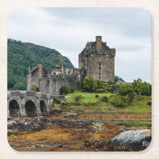 Eilian Donan Castle, Loch Duich – スコットランド，英国 スクエアペーパーコースター (正面)