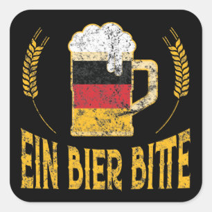 Ein Bier Bitteドイツ国旗1ビールお願い スクエアシール