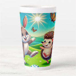 Ein glücklicher Hase und Igel カフェラテマグ