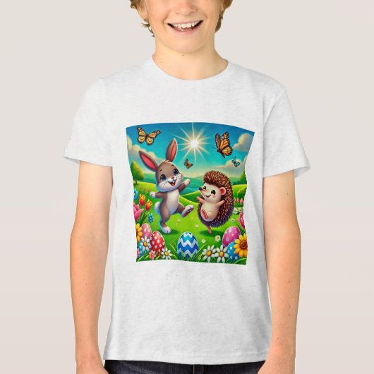 Ein glücklicher Hase und Igel トライブレンドTシャツ (正面)