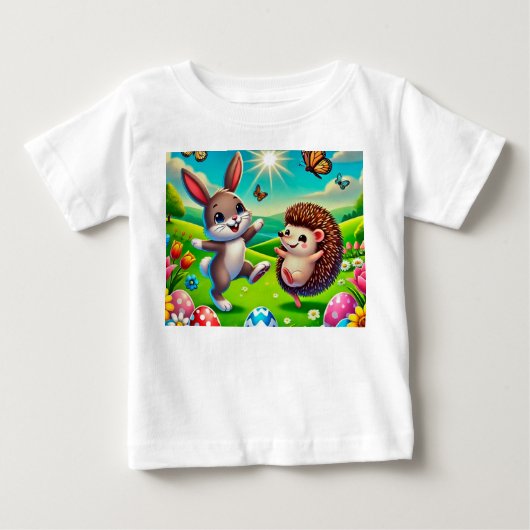 Ein glücklicher Hase und Igel ベビーTシャツ (正面)