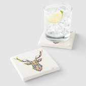 Ein Hirschkopf als buntes Bild im Aquarell Stil    ストーンコースター (横)