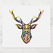 Ein Hirschkopf als buntes Bild im Aquarell Stil    リキュールボトルラベル (シングルラベル)