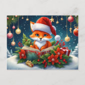 Ein kleiner Fuchs als Weihnachtsmann verkleidet 3a ポストカード (正面)
