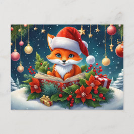 Ein kleiner Fuchs als Weihnachtsmann verkleidet 3a ポストカード