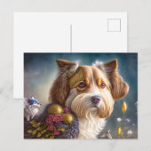 Ein süßer Hund mit Goldschmuck ポストカード (正面/裏面)