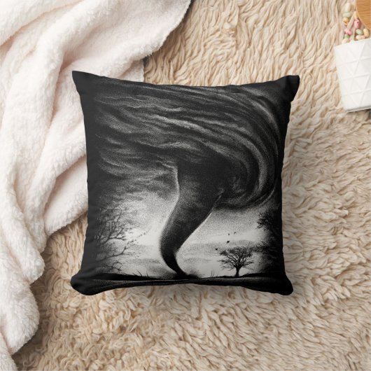 ein Tornado auf einer Straße in realistischem Stil クッション (ブランケット)