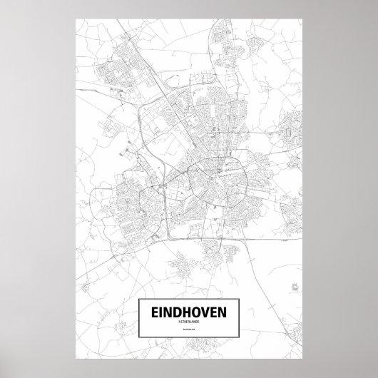 Eindhoven、オランダ（白に黒） ポスター (正面)