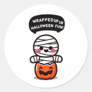 Eine Mummie in einem Kürbis ラウンドシール