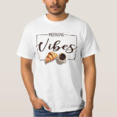 Eine Tasse Kaffee mit Croissant Abbildung Tシャツ (正面)