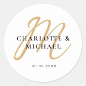 Einfach, elegant, monogram  ラウンドシール (正面)