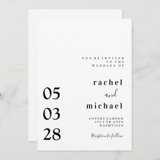 Einfache, elegante Einladung 招待状 (正面/裏面)