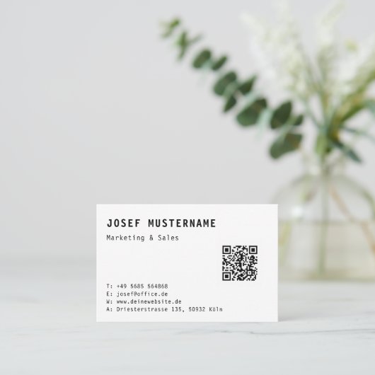 Einfache Elegante QR Code Visitenkarten Vorlage 名刺 (スタンド正面)