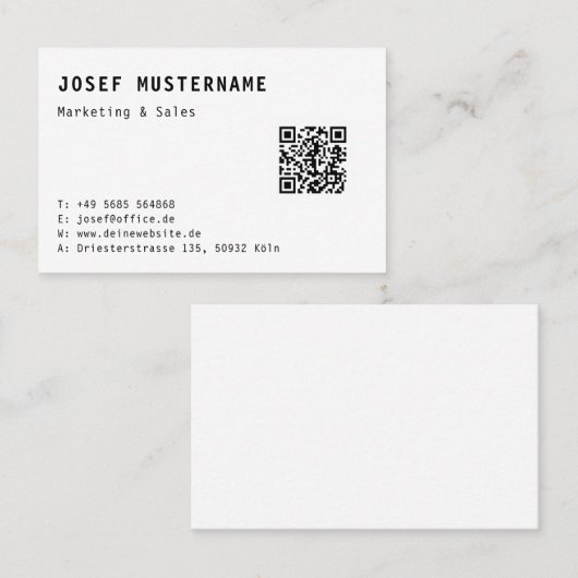 Einfache Elegante QR Code Visitenkarten Vorlage 名刺 (正面/裏面)