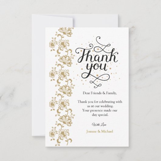 Einfache Moderne Foto Hochzeits Dankeskarten Mit N 招待状 (正面)