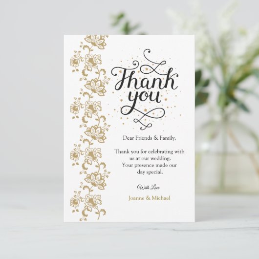 Einfache Moderne Foto Hochzeits Dankeskarten Mit N 招待状 (スタンド正面)