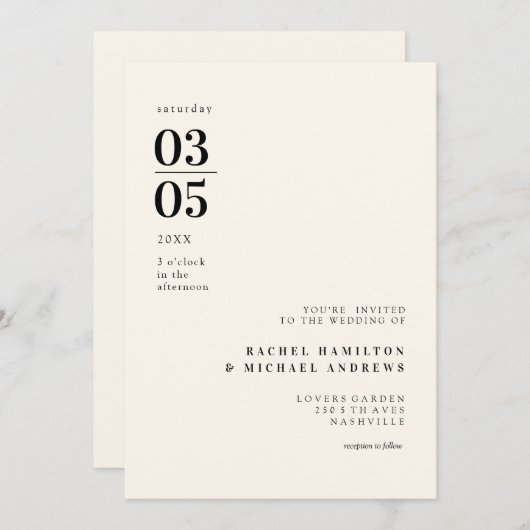 Einfache, moderne, grosse Typografie Einladung 招待状 (正面/裏面)