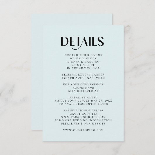 Einfache Moderne Wedding  Detail 出欠カード (正面/裏面)