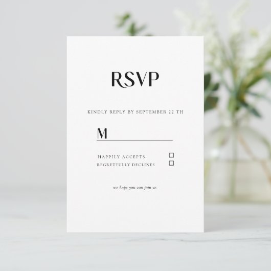 Einfache Moderne Wedding RSVP Karte (スタンド正面)