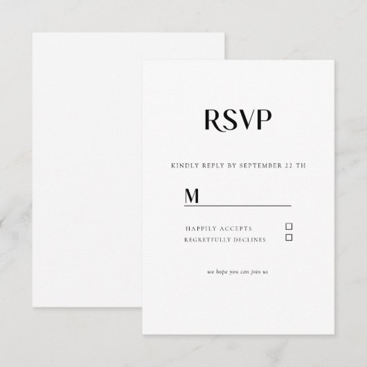 Einfache Moderne Wedding RSVP Karte (正面/裏面)