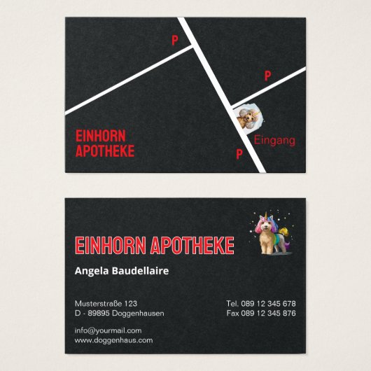Einhorn Apotheke Visitenkarten  (正面&裏面)