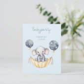 EINLADUNG Babyparty Elefant und Luftballon Junge 招待状 (スタンド正面)