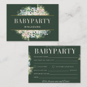 Einladung Babyparty – Gold Grün Floral Babyshower ノートカード (正面/裏面)