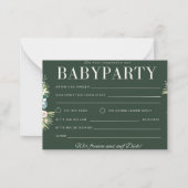 Einladung Babyparty – Gold Grün Floral Babyshower ノートカード (裏面)