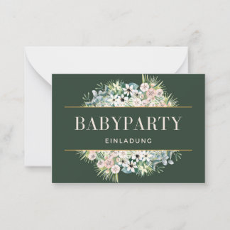 Einladung Babyparty – Gold Grün Floral Babyshower ノートカード