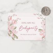Einladung Babyparty – Pink Blumen Babyshower ノートカード (正面/裏面インサイチュ)