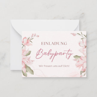 Einladung Babyparty – Pink Blumen Babyshower ノートカード