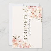 Einladung Babyparty – Rosa Blumen Babyshower 招待状 (正面)