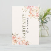 Einladung Babyparty – Rosa Blumen Babyshower 招待状 (スタンド正面)