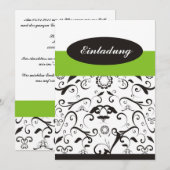 Einladung - black coral grün 招待状 (正面/裏面)