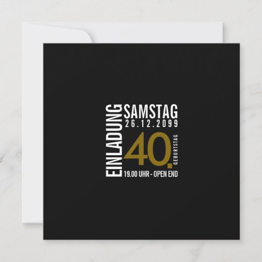 Einladung/Einladungskarte 40. Geburtstag (Rote 40) 招待状 (正面)