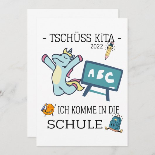 Einladung Einschulung Einhorn  招待状 (正面/裏面)
