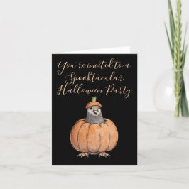 Einladung Halloween Party - Taube im Kürbis サンキューカード