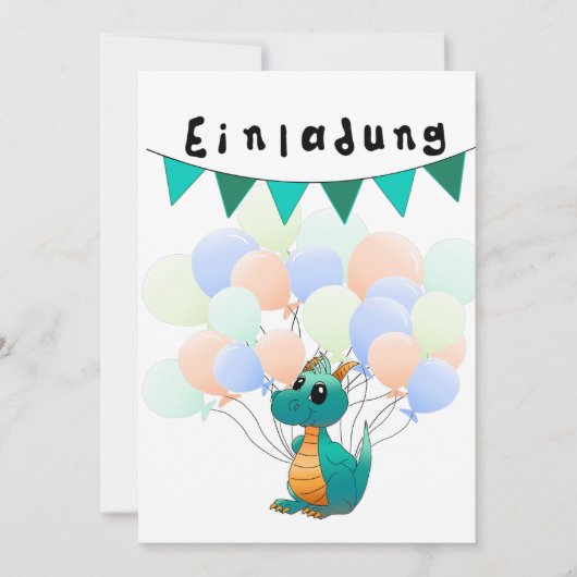 Einladung Kindergeburtstag Drache 招待状 (正面)