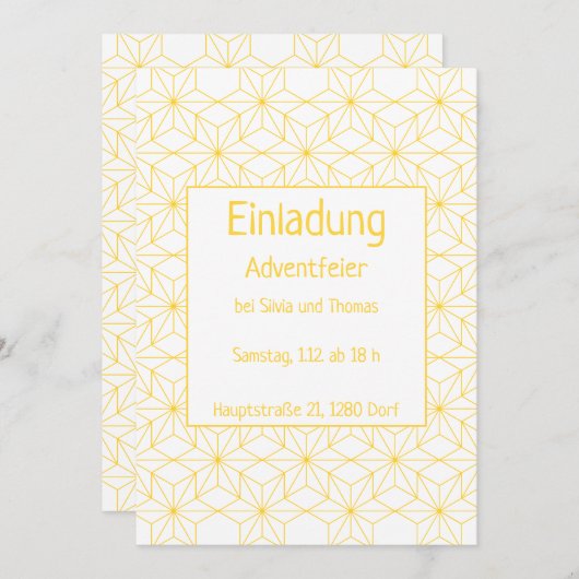 Einladung zu einer Feier, goldene Sterne 招待状 (正面/裏面)